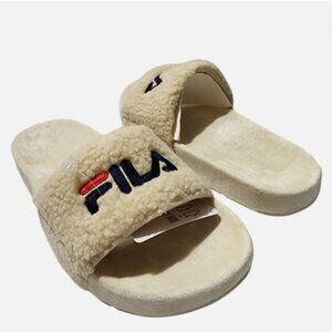 Fila Fuzzy Drifter Women's Slide Sandals Ivory Size 7
